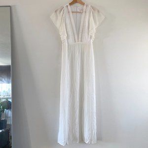 Stone Cold Fox white Evelyn gown ~ deep V maxi dress